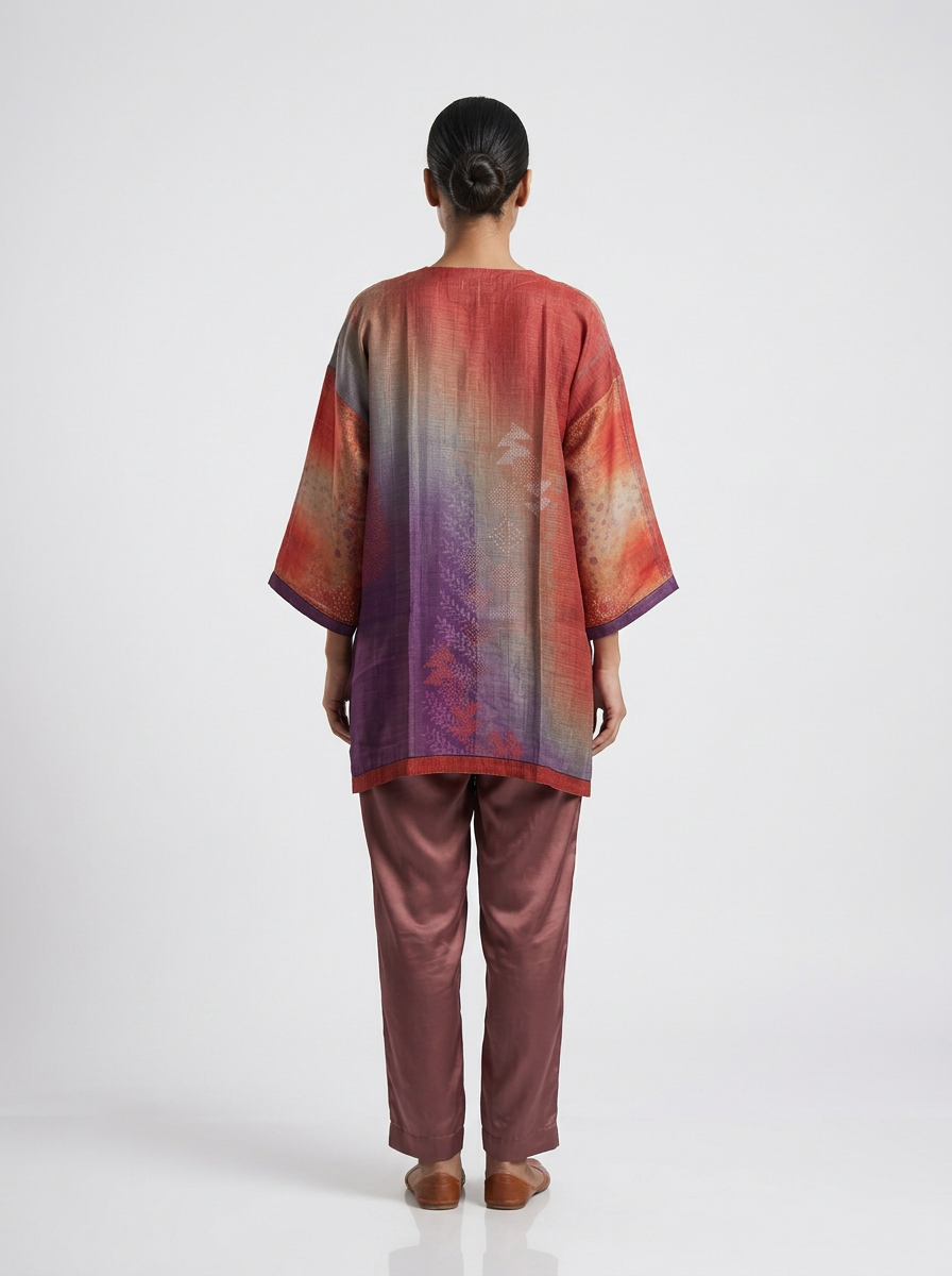Semistitched kota silk linen Digital Printed Tunic