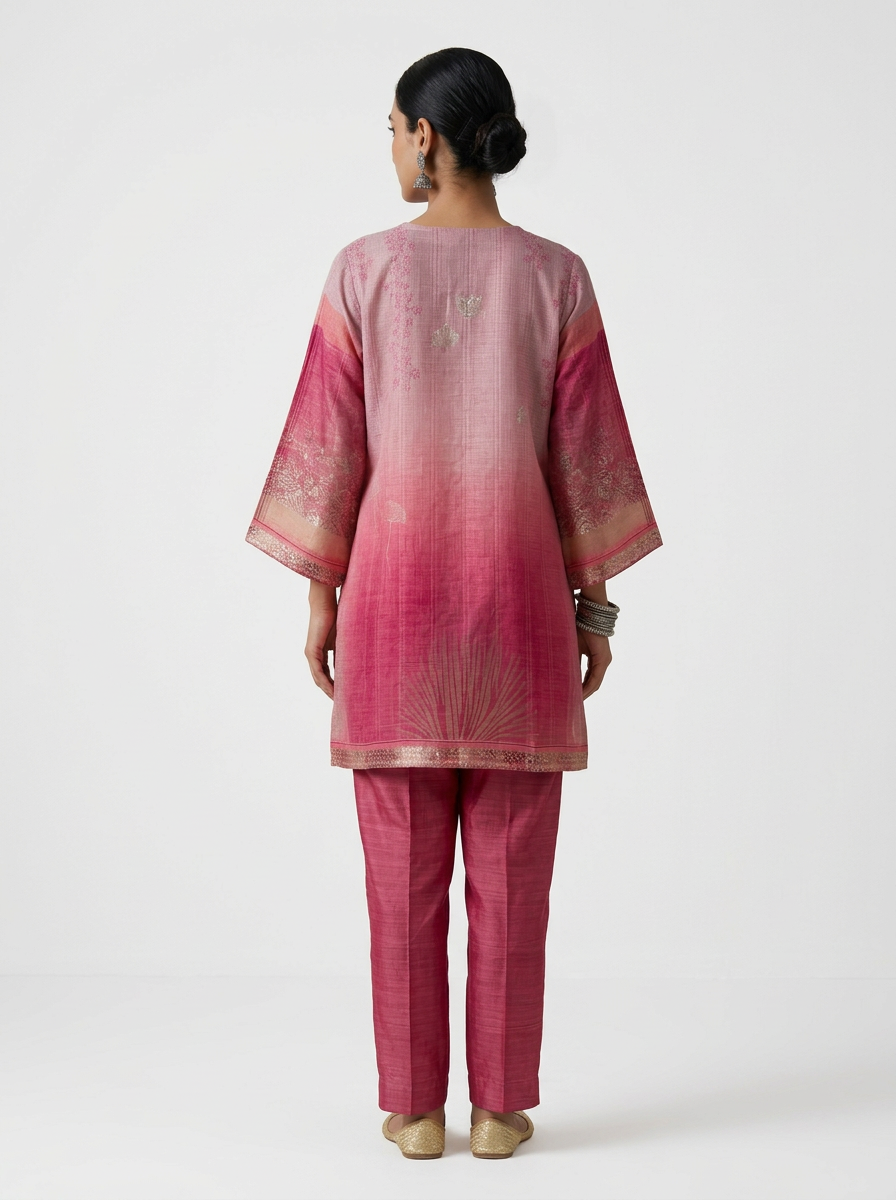 Semistitched Chanderi Digital Printed Short Tunic