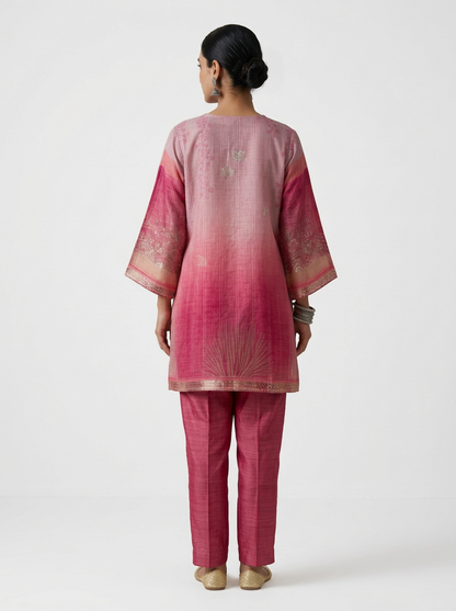 Semistitched Chanderi Digital Printed Short Tunic