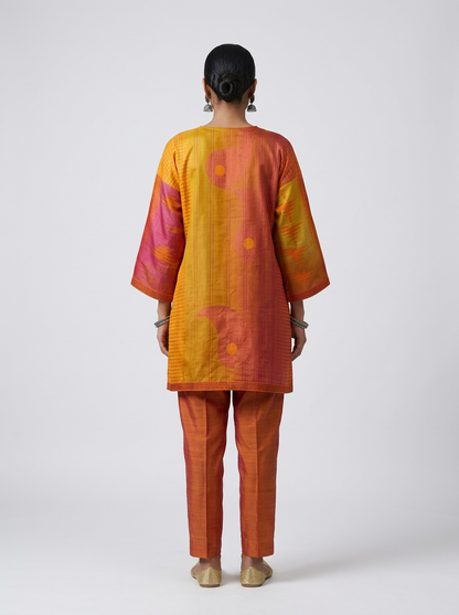 Semistitched Chanderi Digital Printed Short Tunic