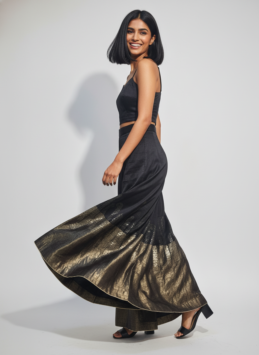 Formal Chanderi Zari embroidered Palazzo pant
