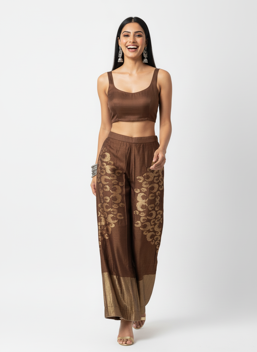 Formal chanderi Embroidered Palazzo pant