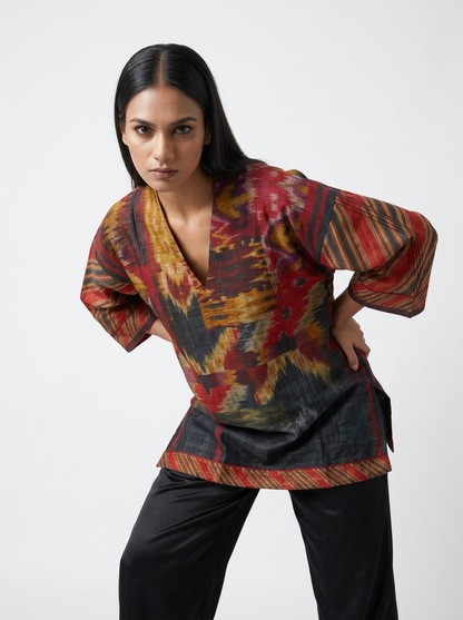 Semistitched Chanderi Digital Printed Short Tunic