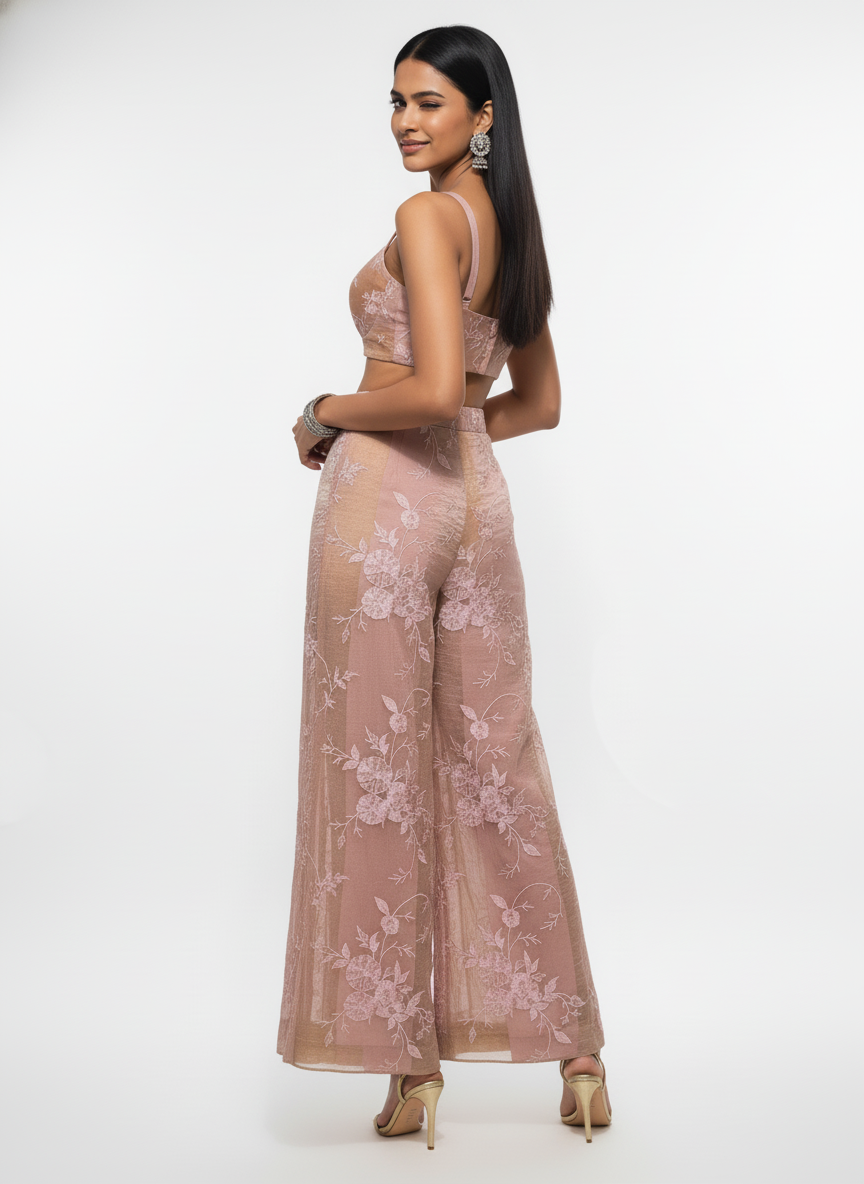 Formal chanderi Embroidered Palazzo pant