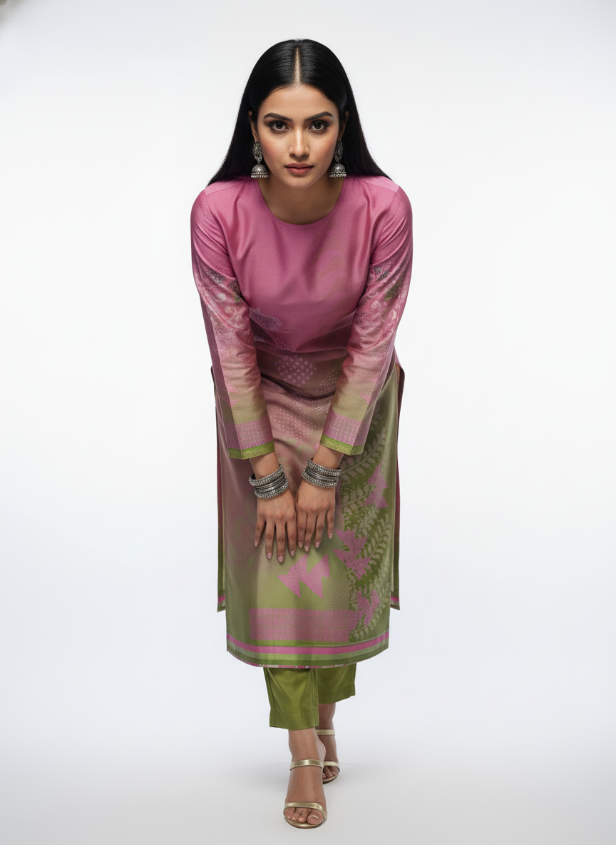 Semi Stitched Chanderi Kurta