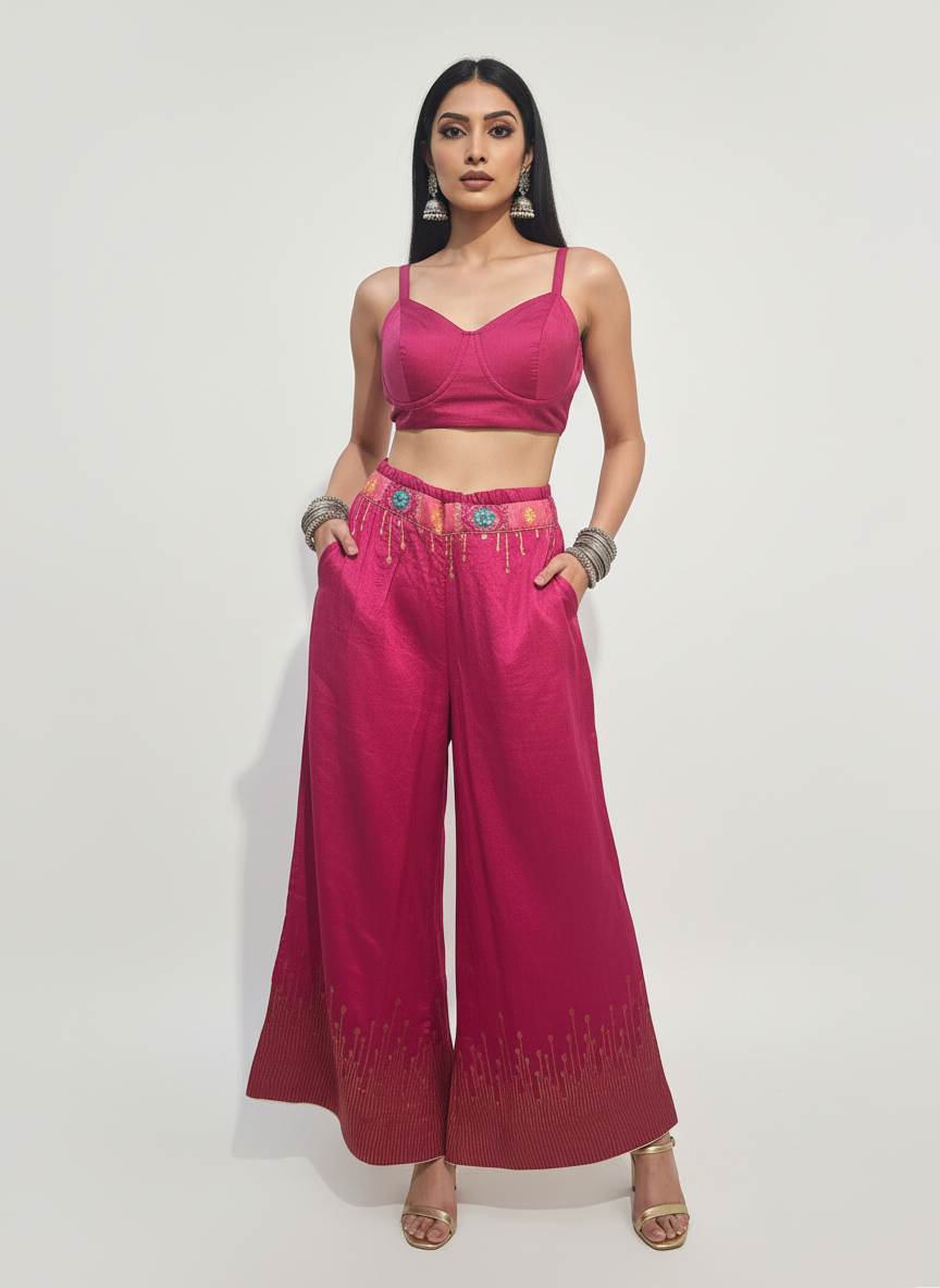 Formal chanderi Embroidered Palazzo pant