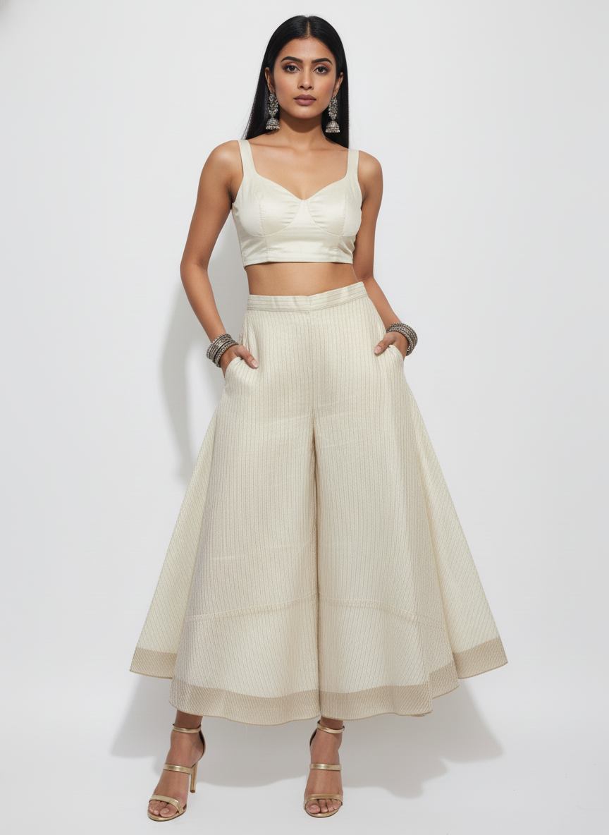 Formal chanderi Embroidered Palazzo pant