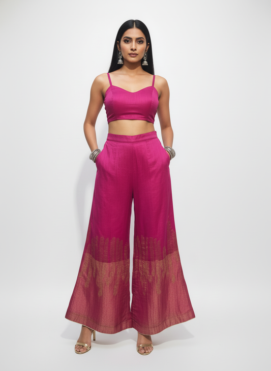 Formal chanderi Embroidered Palazzo pant