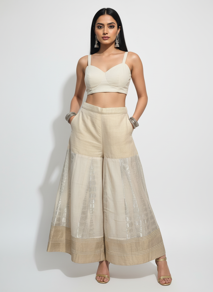 Formal chanderi woven Palazzo pant