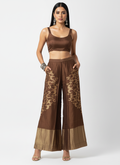 Formal chanderi Embroidered Palazzo pant