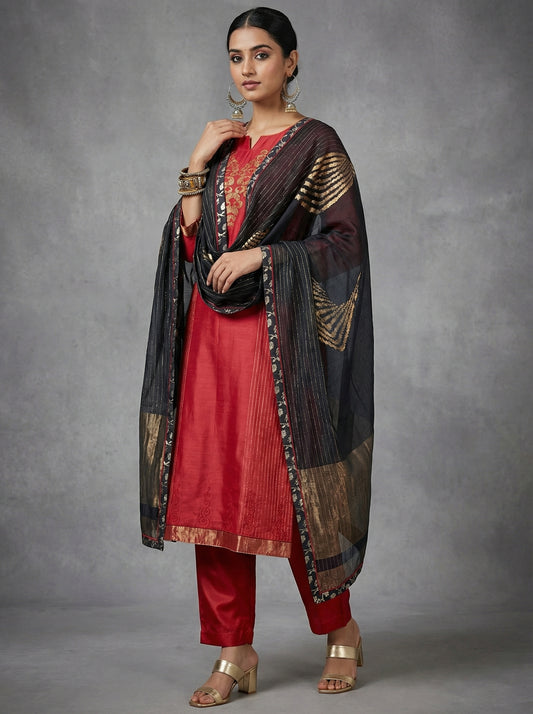 Semi Stitched Formal chanderi Suitset