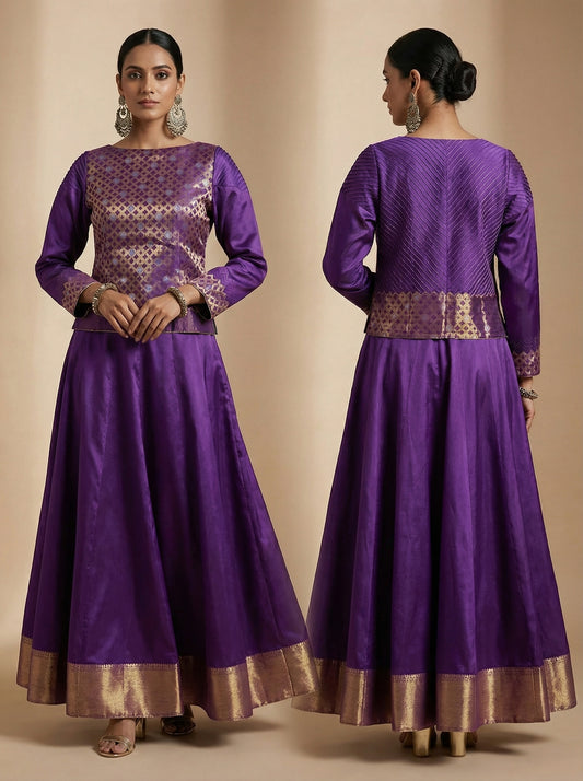Semistitched Chanderi Ɓlouse
