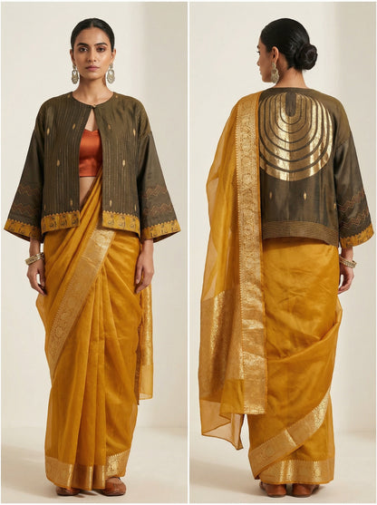 Semistitched Chanderi Ɓlouse Jacket