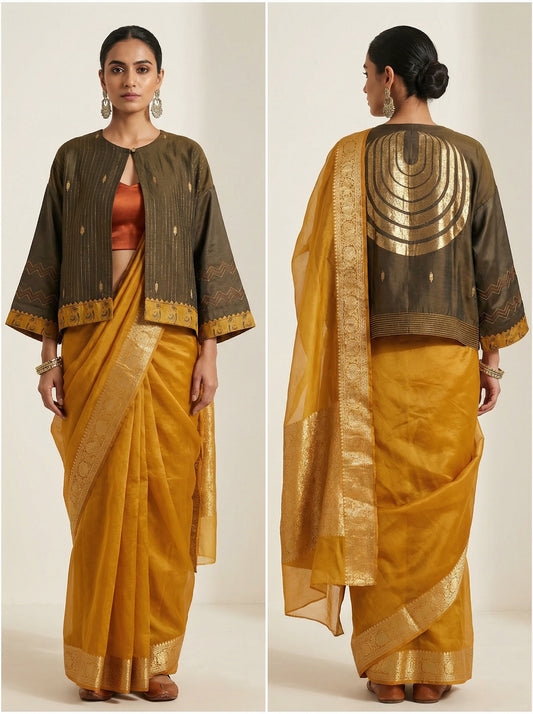Semistitched Chanderi Ɓlouse Jacket