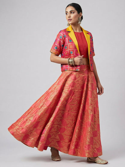 Semi stitched Formal Skirtset