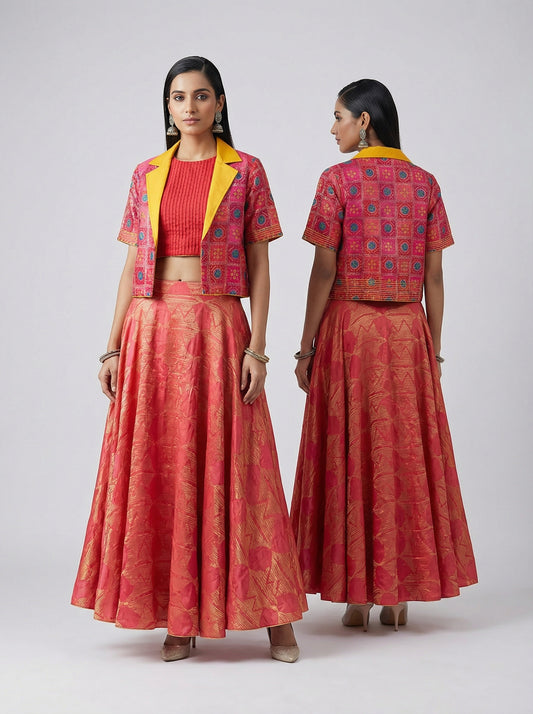 Semi stitched Formal Skirtset