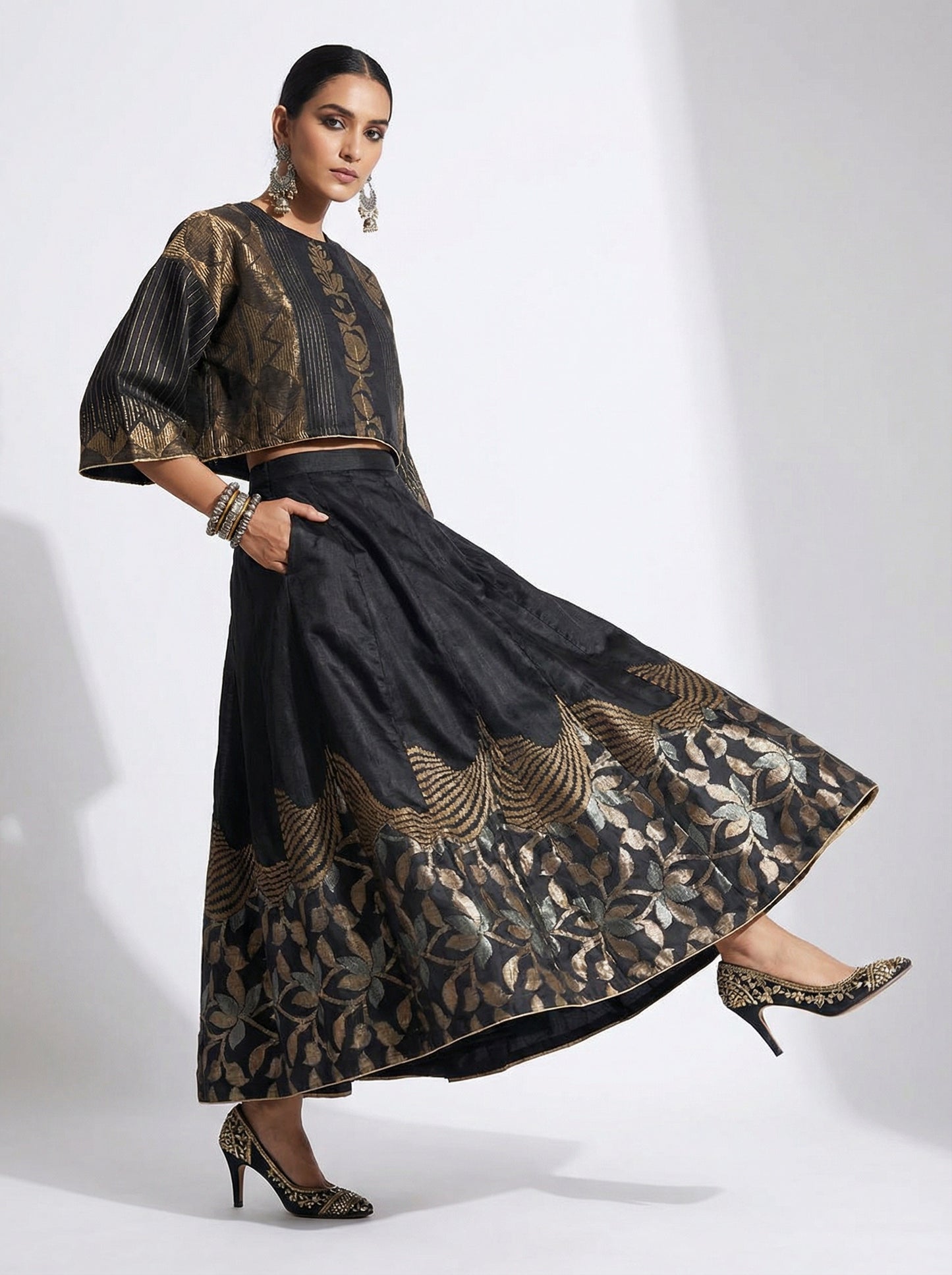 Semi stitched Formal Skirtset