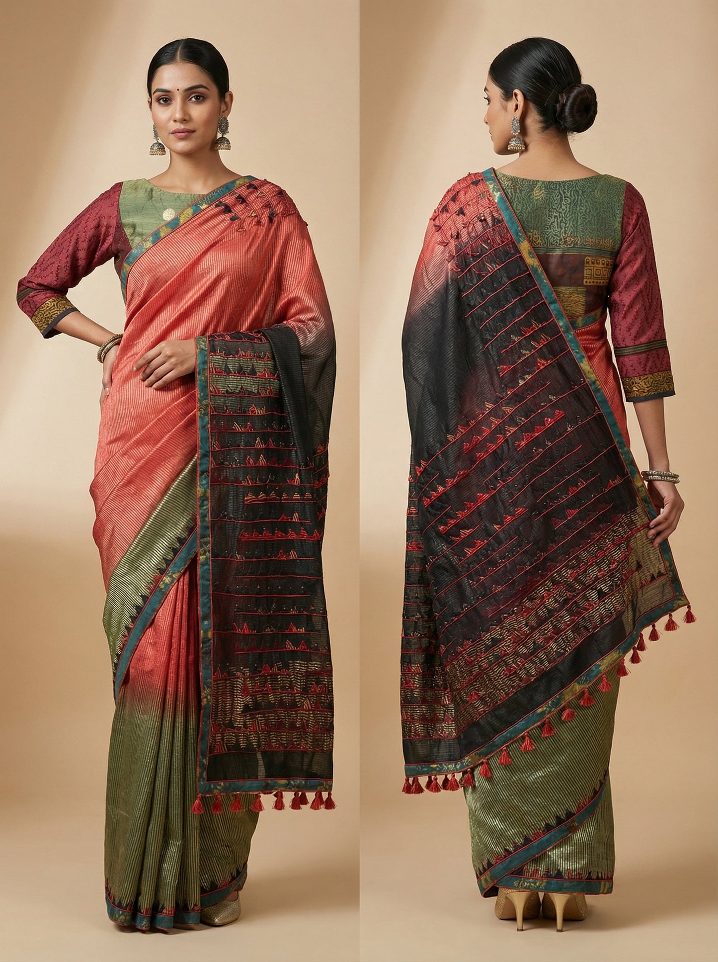 Formal Chanderi Silk Ajrakh Saree