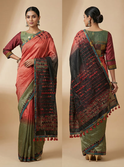 Formal Chanderi Silk Ajrakh Saree