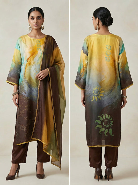 Semi Stitched Cotton lawn Casual Suitset