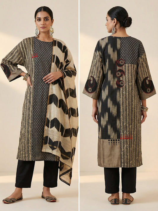 Semi Stitched Cotton Suitset