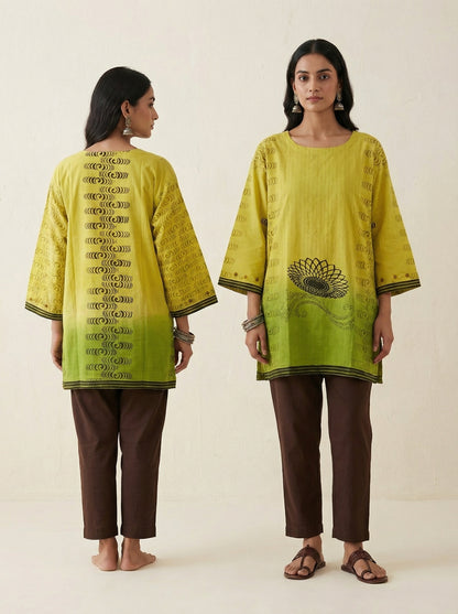 Semistitched Cotton Block Printed Short Tunic