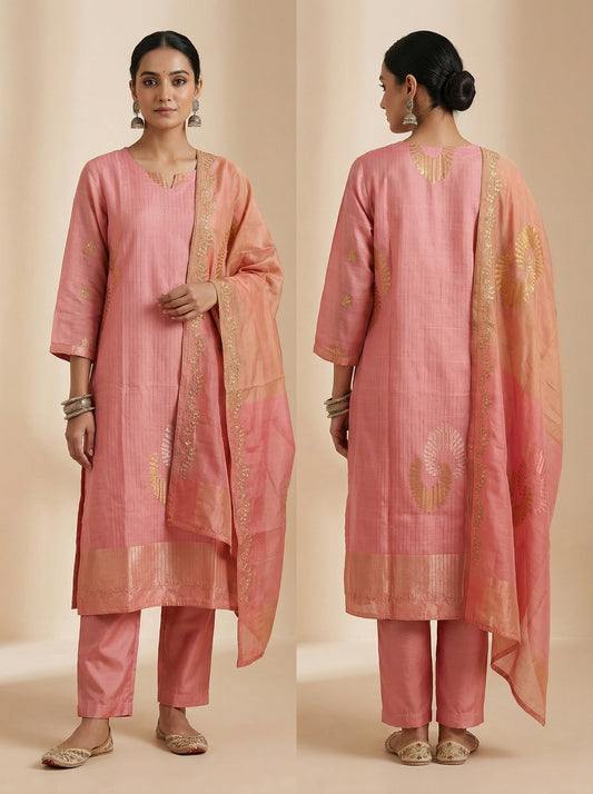 Semi Stitched Formal Chanderi Suitset