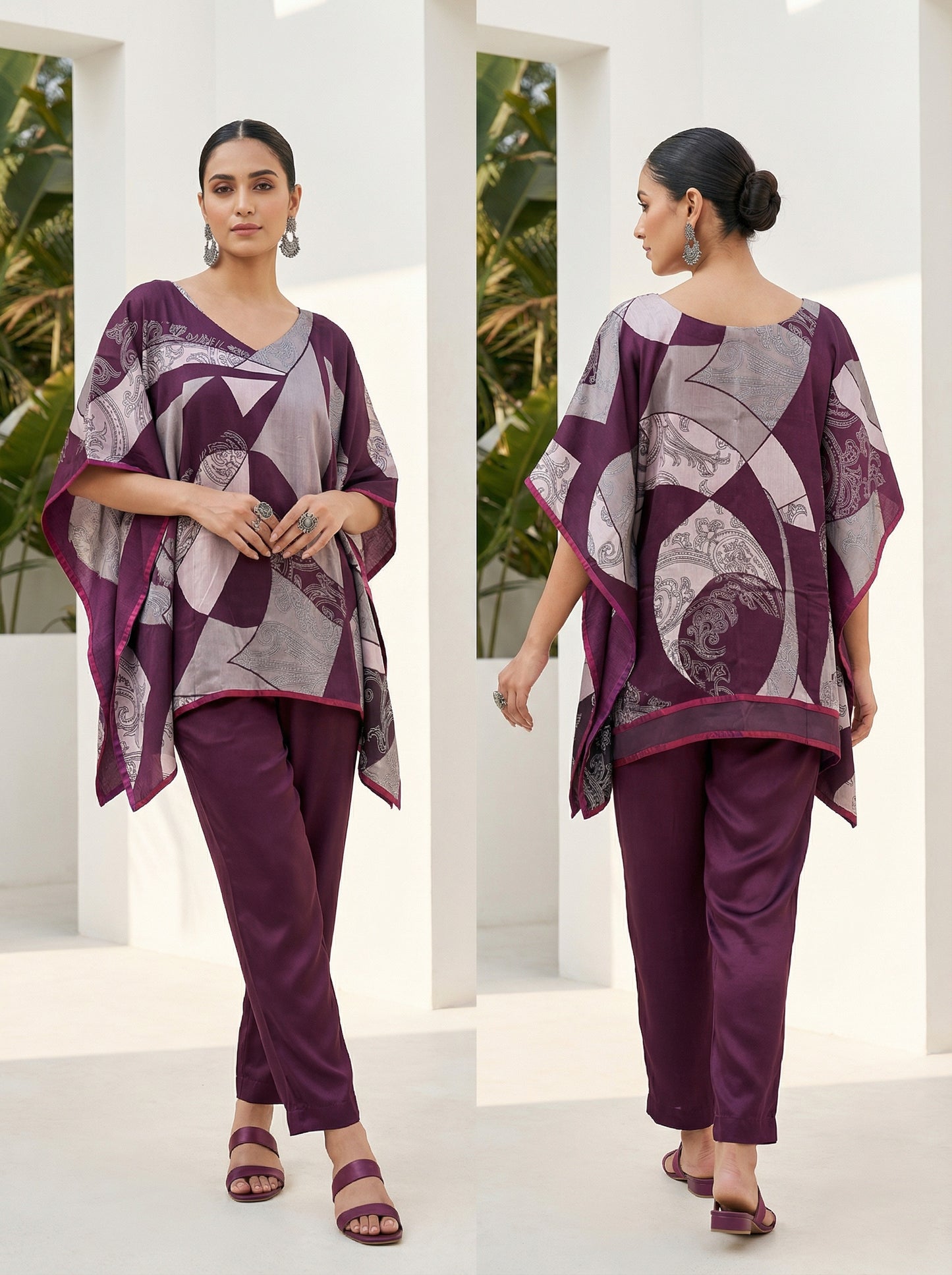 Stitched Chanderi Printed Short Kaftan