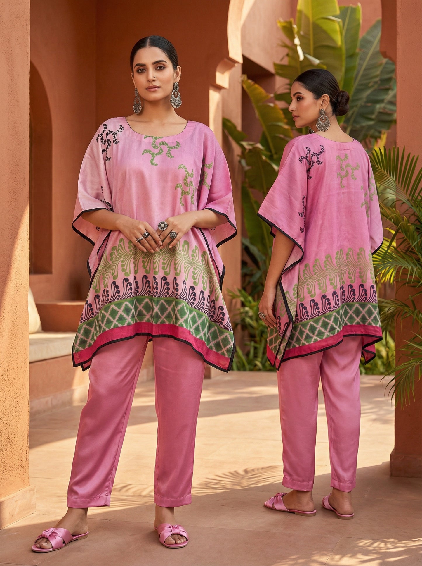 Stitched Chanderi Printed Short Kaftan