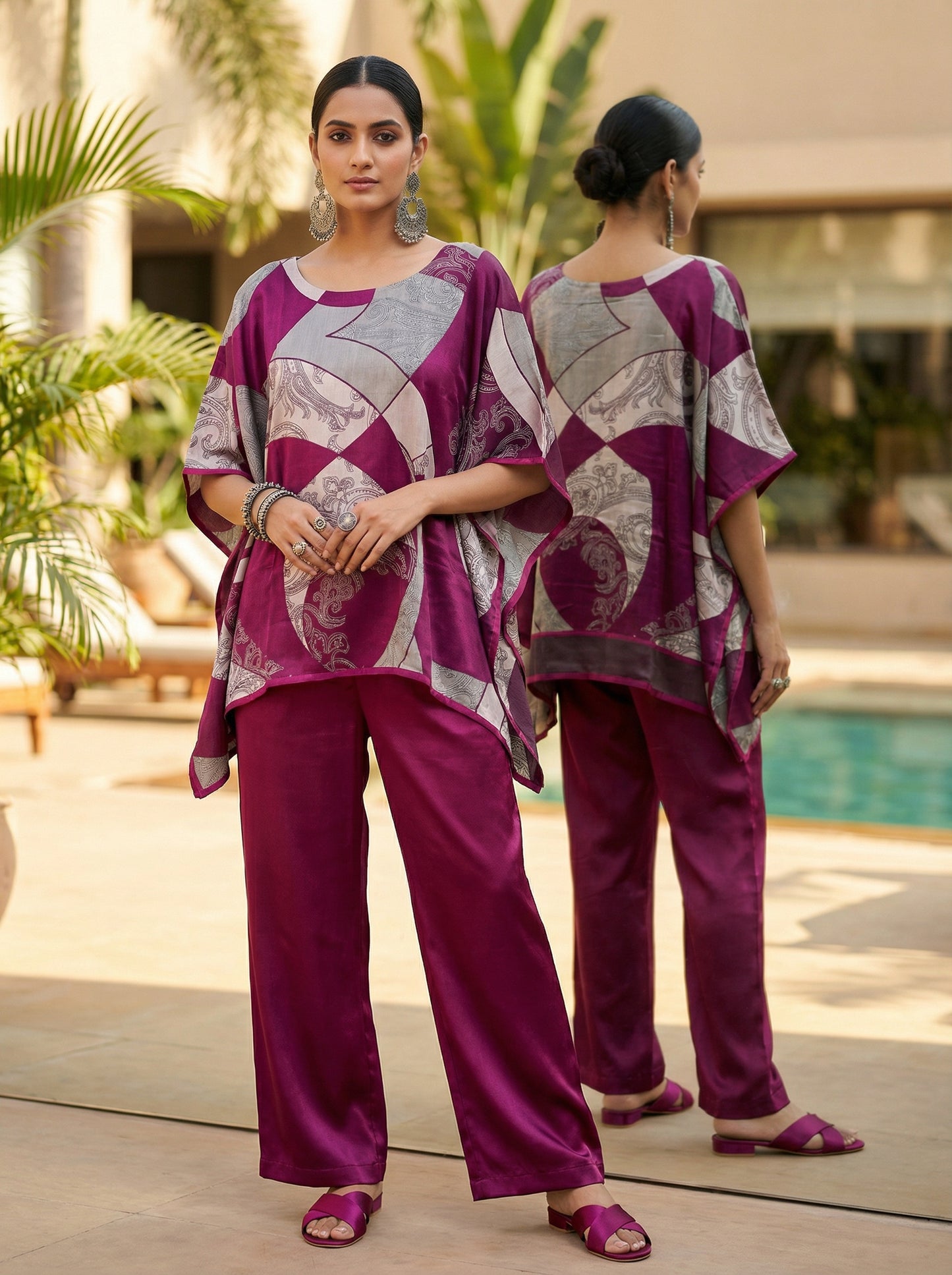 Stitched Chanderi Printed Short Kaftan