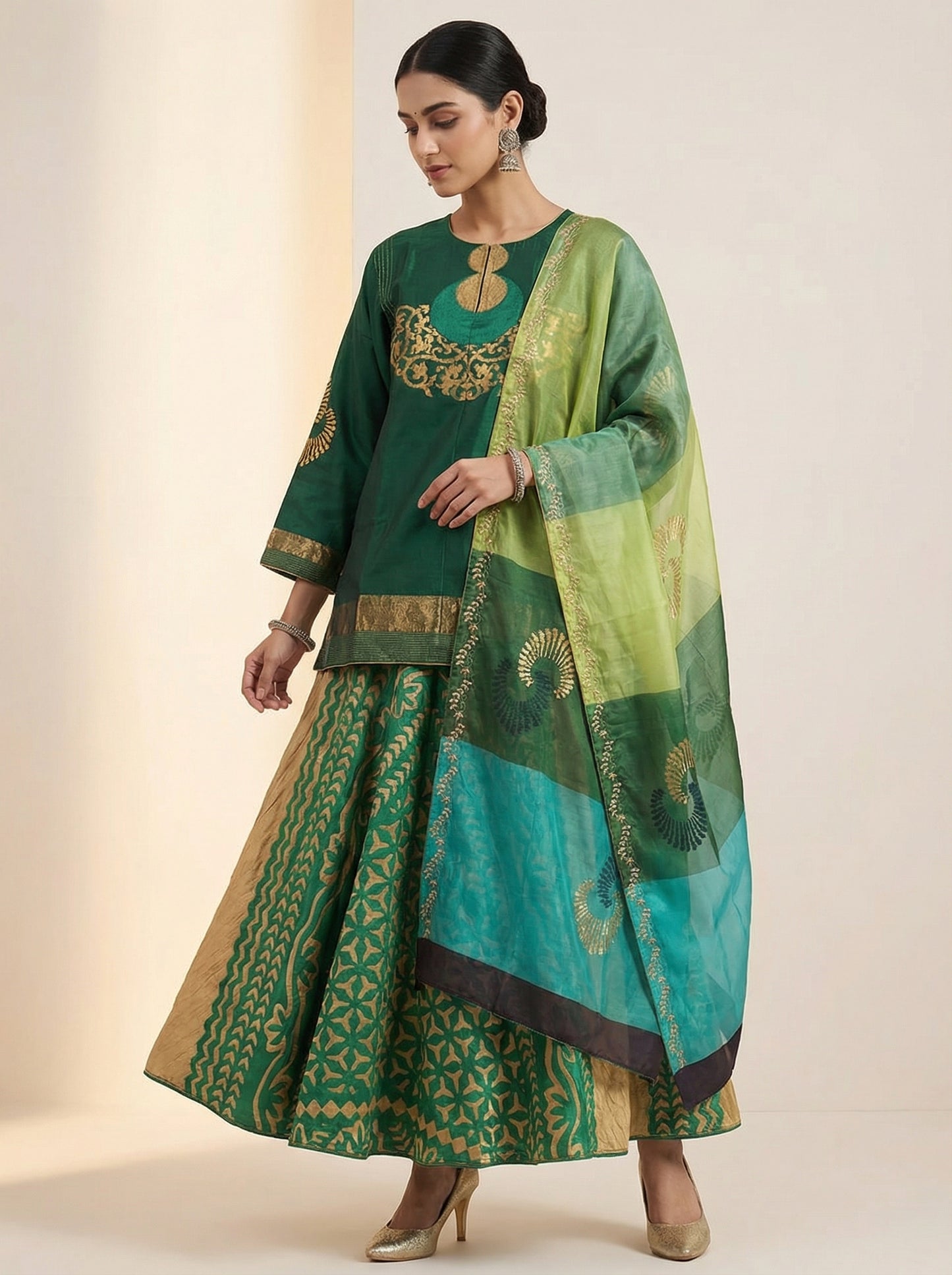 Semi stitched Formal Skirtset