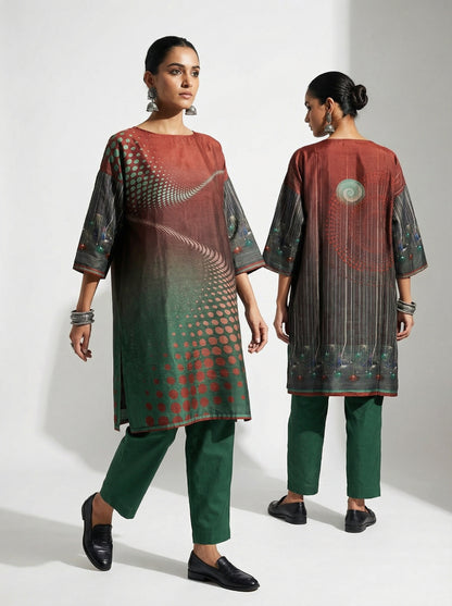 Semi Stitched Casual Chanderi Kurta