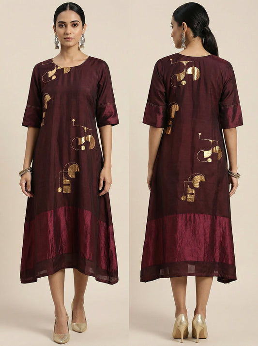 Indowestern chanderi formal dress- Ready size 42