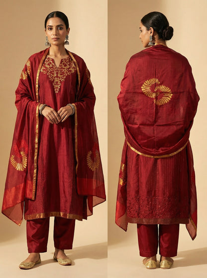 Semi Stitched Formal Chanderi Suitset