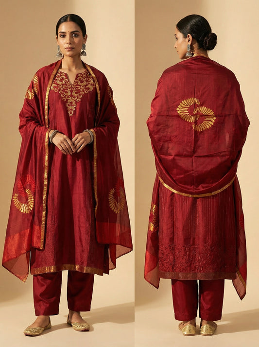Semi Stitched Formal Chanderi Suitset