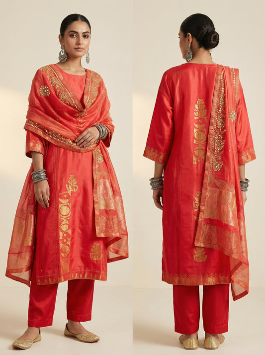 Semi Stitched Formal Chanderi Suitset