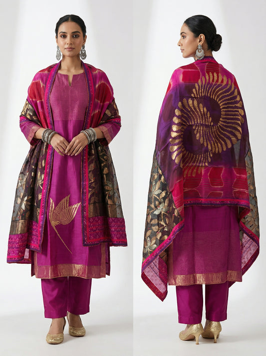 Semi Stitched Formal Chanderi Suitset