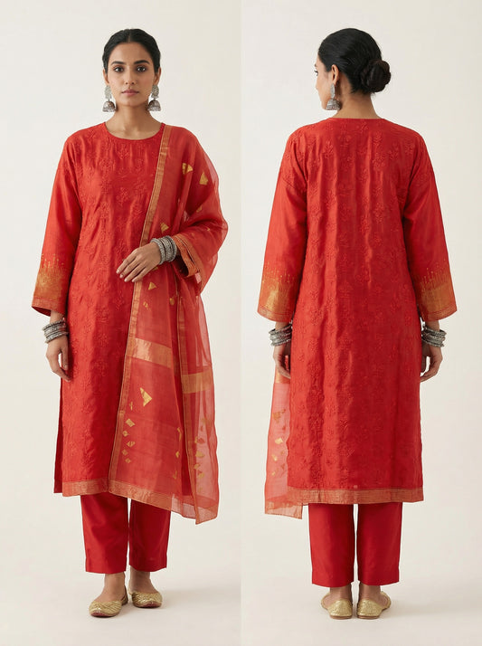 Semi Stitched Formal Chanderi Suitset