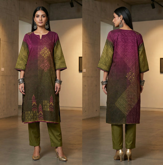 Semi Stitched Chanderi Kurta