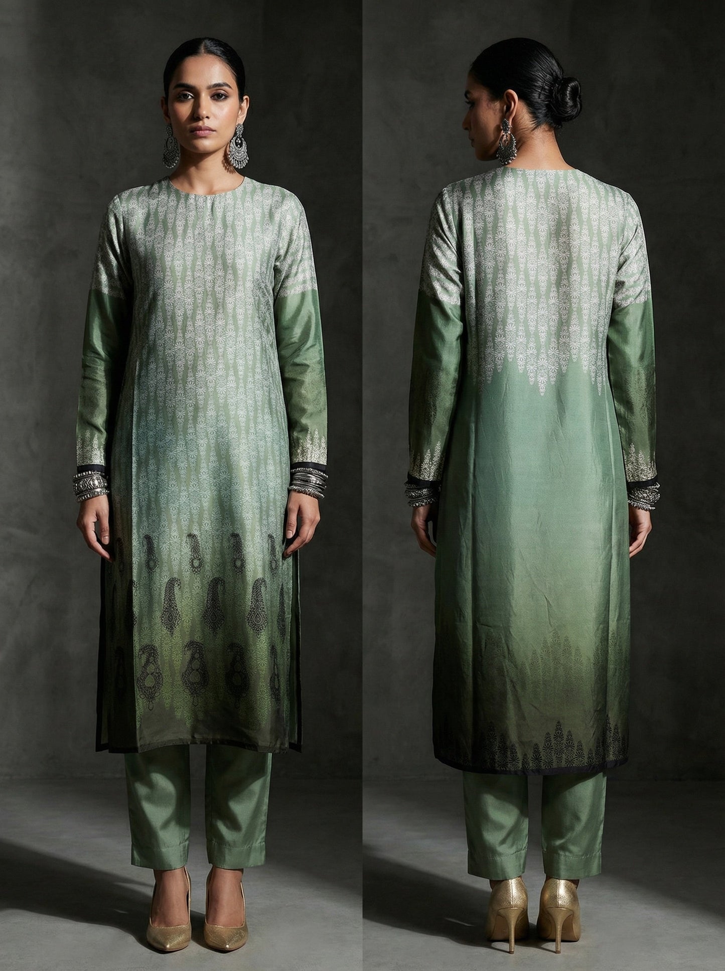 Semi Stitched Chanderi printed Kurta VISHAL KAPUR