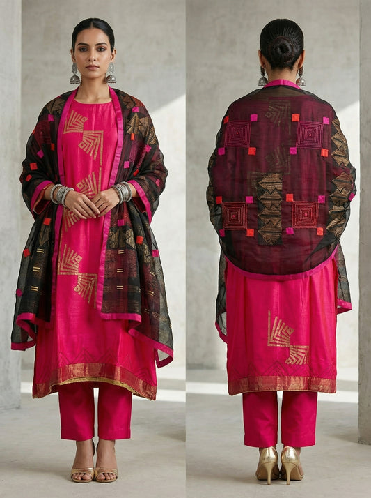 Semi Stitched Formal Chanderi Suitset