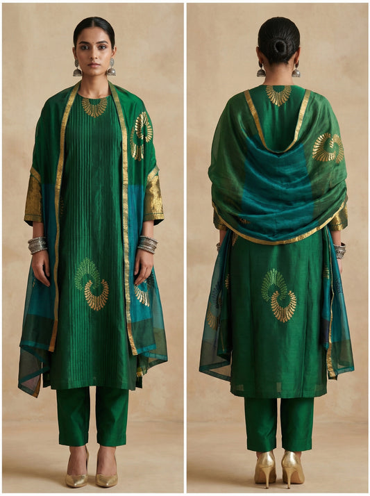 Semi Stitched Formal Chanderi Suitset