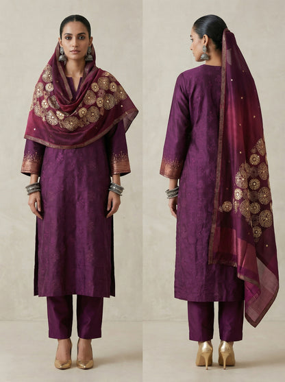 Semi Stitched Formal Chanderi Suitset