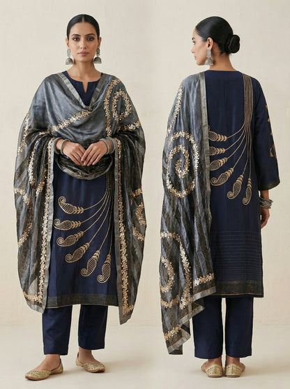 Semi Stitched Formal Chanderi Suitset