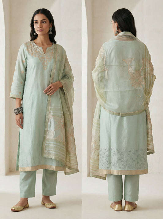 Semi Stitched Formal Chanderi Suitset