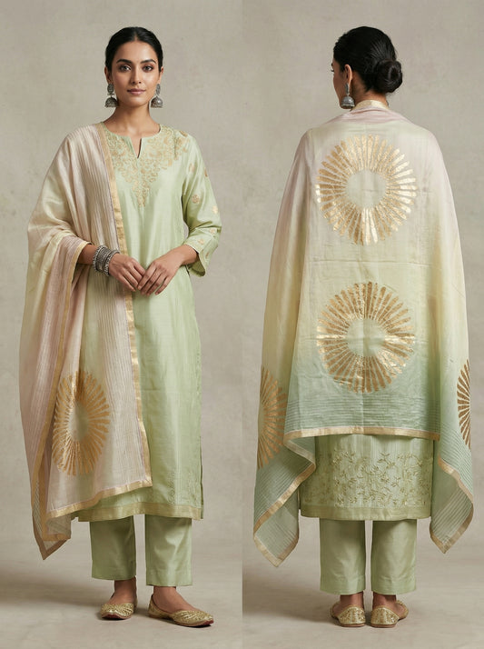Semi Stitched Formal Chanderi Suitset