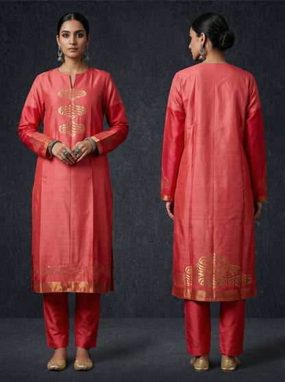 Semi Stitched chanderi kurta