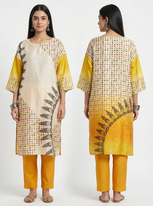 Semi Stitched Chanderi Casual kurta VISHAL KAPUR