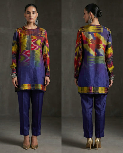 Luxurious Silk Digital Printed Semistitched Short Tunic Kurti – Contemporary Fashion Fusion