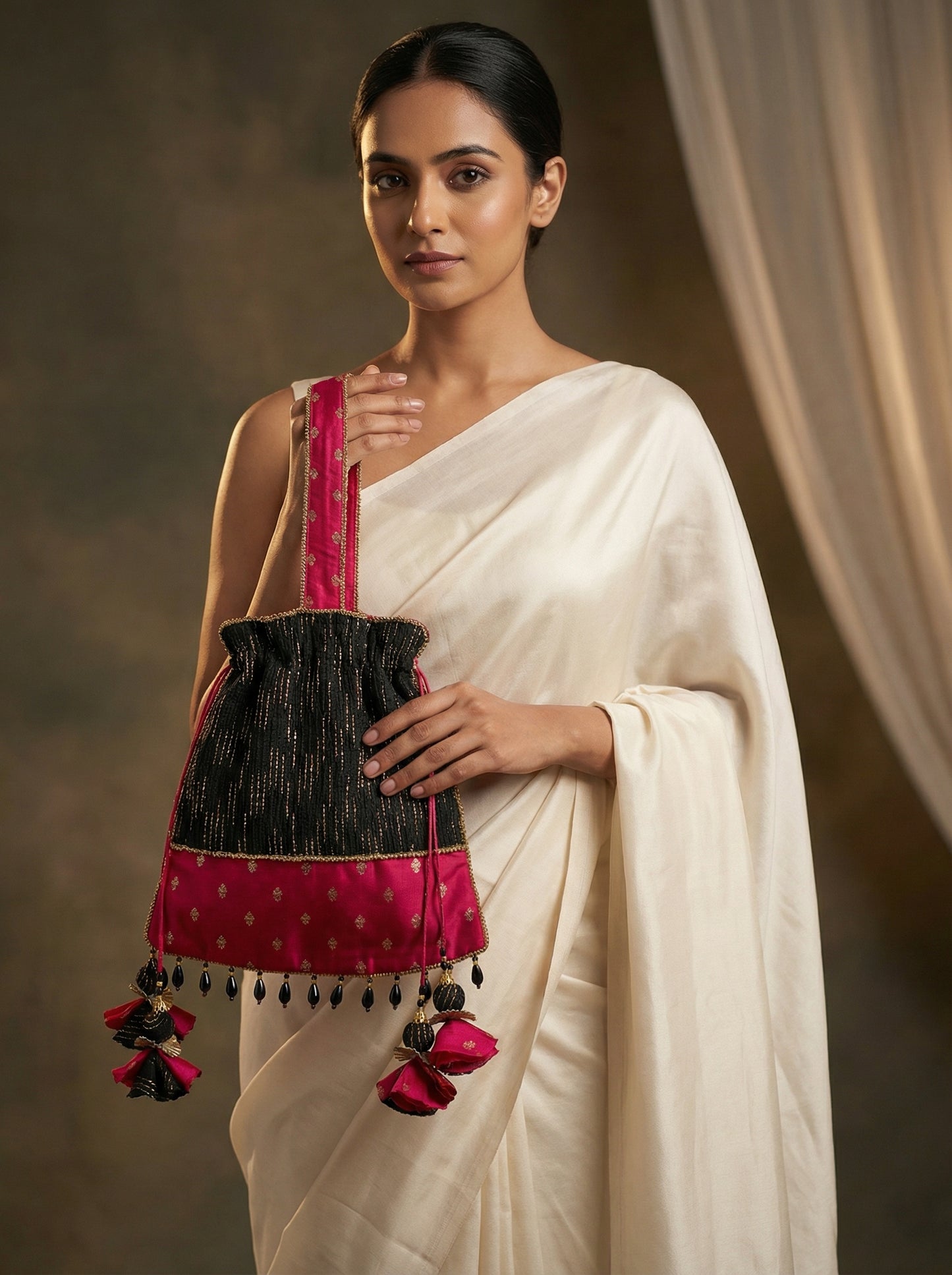 Noir & Ruby Chanderi Potli Bag
